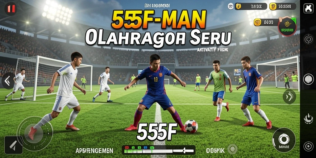 Gameplay menegangkan dalam 555F dengan berbagai aktivitas olahraga.