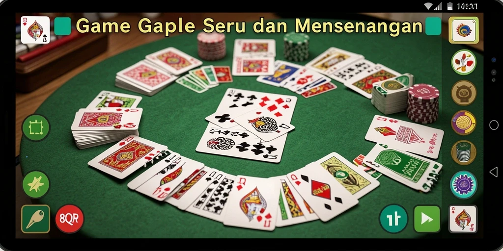 Tampilan gameplay seru di 8QR dengan pengalaman Gaple yang unik.