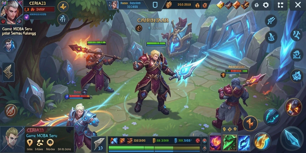 Tampilan gameplay menarik dari CERIA33 dengan aksi MOBA yang seru.