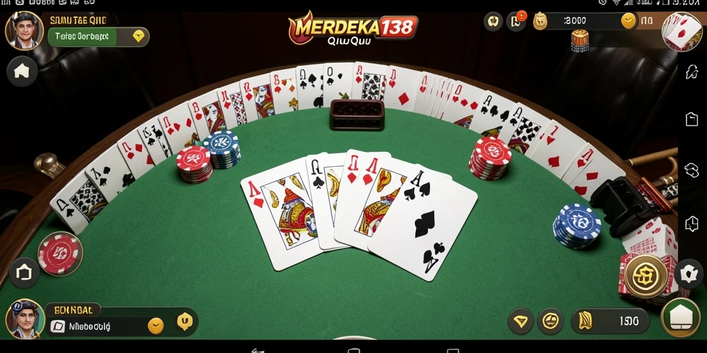 Tampilan gameplay menarik dari MERDEKA138 yang menampilkan kartu QiuQiu.