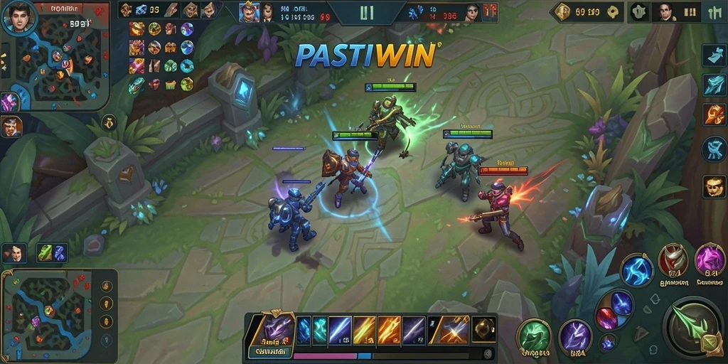 Gameplay seru PASTIWIN dalam pertempuran MOBA.
