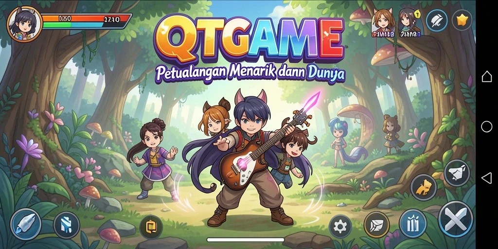 Gameplay QTGAME menampilkan karakter Anime dalam pertempuran menarik.