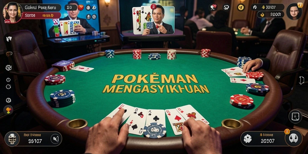 Screenshot gameplay SD107 menampilkan intensitas permainan Poker yang seru.