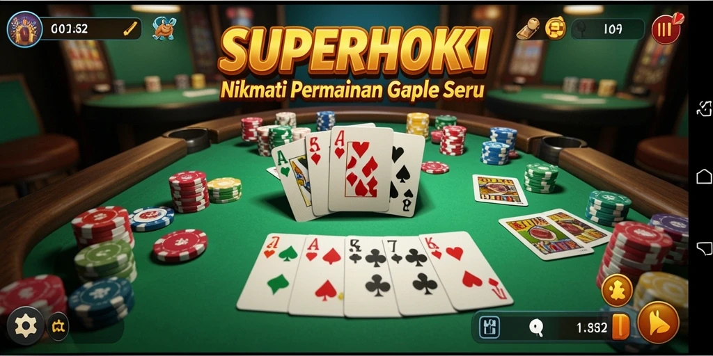 Tampilan menarik dari gameplay Gaple di SUPERHOKI.