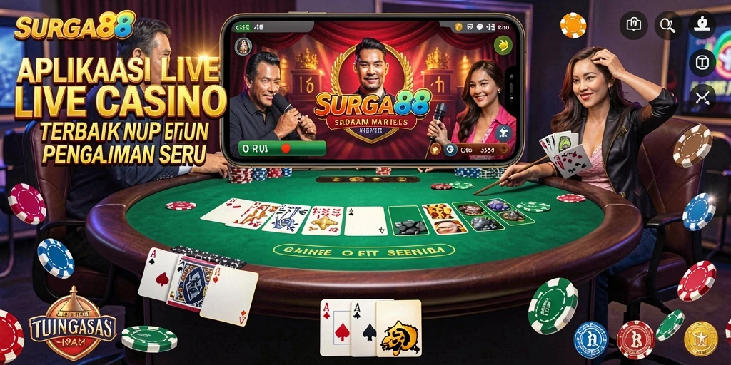 Screenshot utama SURGA88 menampilkan gameplay Live Casino yang menarik.