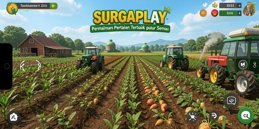 Screenshot gameplay dari SURGAPLAY menampilkan aktivitas bertani yang seru.
